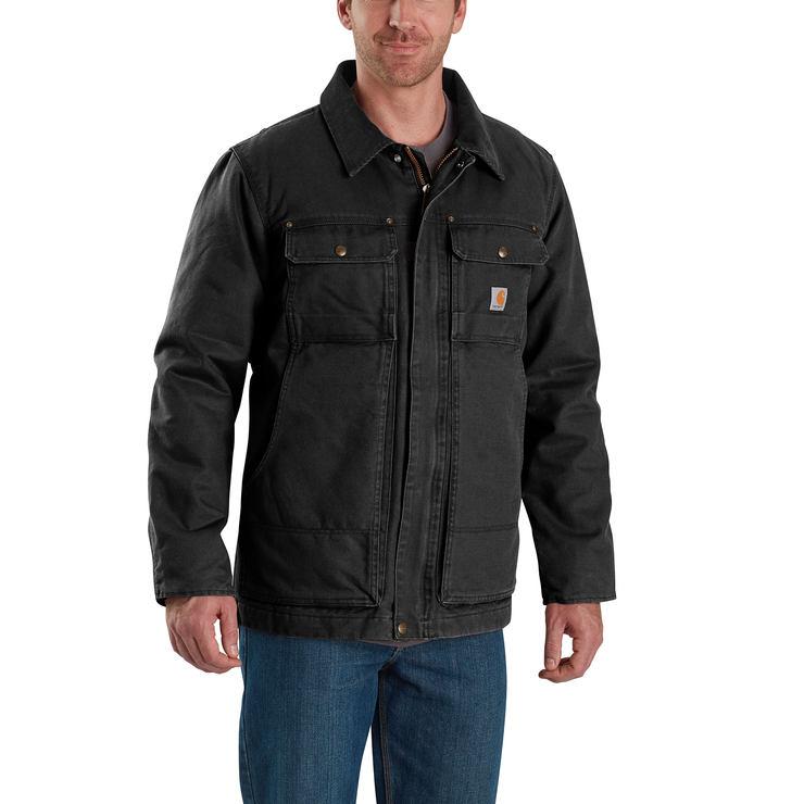 Black Zip Up Coat With Double Pockets