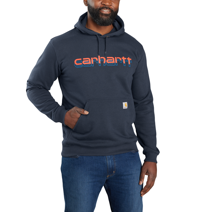 Navy Blue Pocket Hoodie With Logo