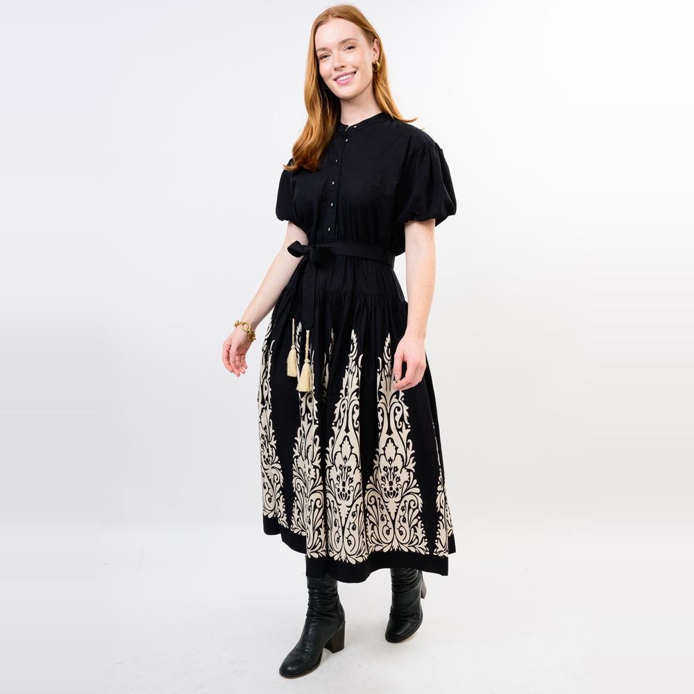 Ivy Jane Border Puff Sleeve Dress_IVY JANE_73693