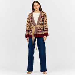 Leopard Intarsia Burgundy