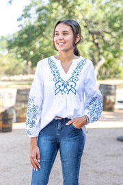 Cezele White Embroidered Blouse