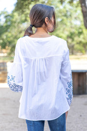 Cezele White Embroidered Blouse