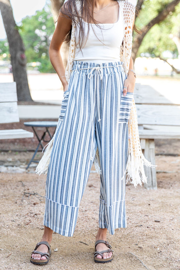 Navy Blue And White Stripe Pants