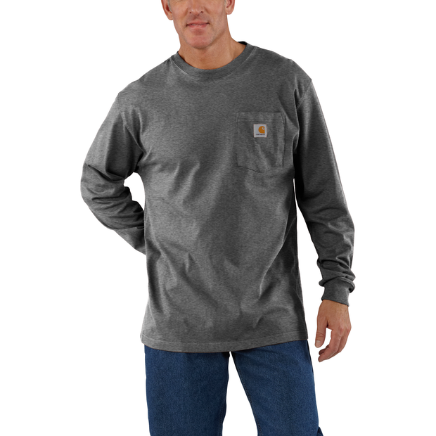 Dark Grey Long Sleeve T Shirt With Pocket