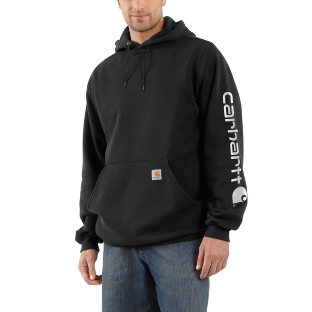 Black Pocket Hoodie With Sleeve Graphic