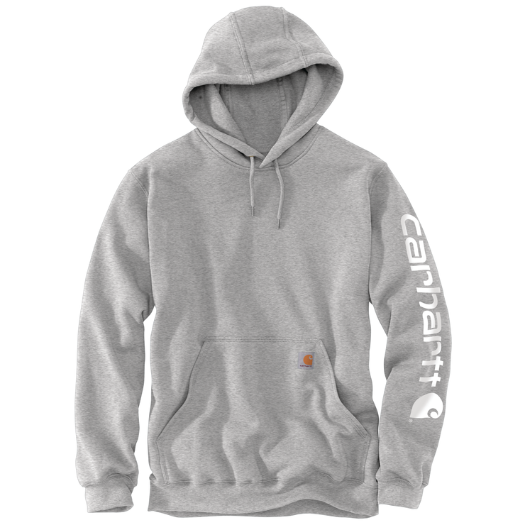 Light Grey Hoodie With White Logo On Sleeve